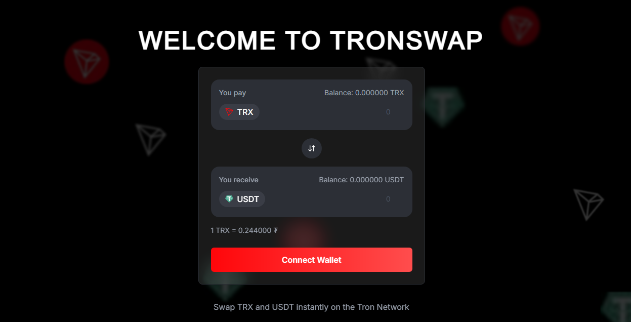 Tron Swap Interface